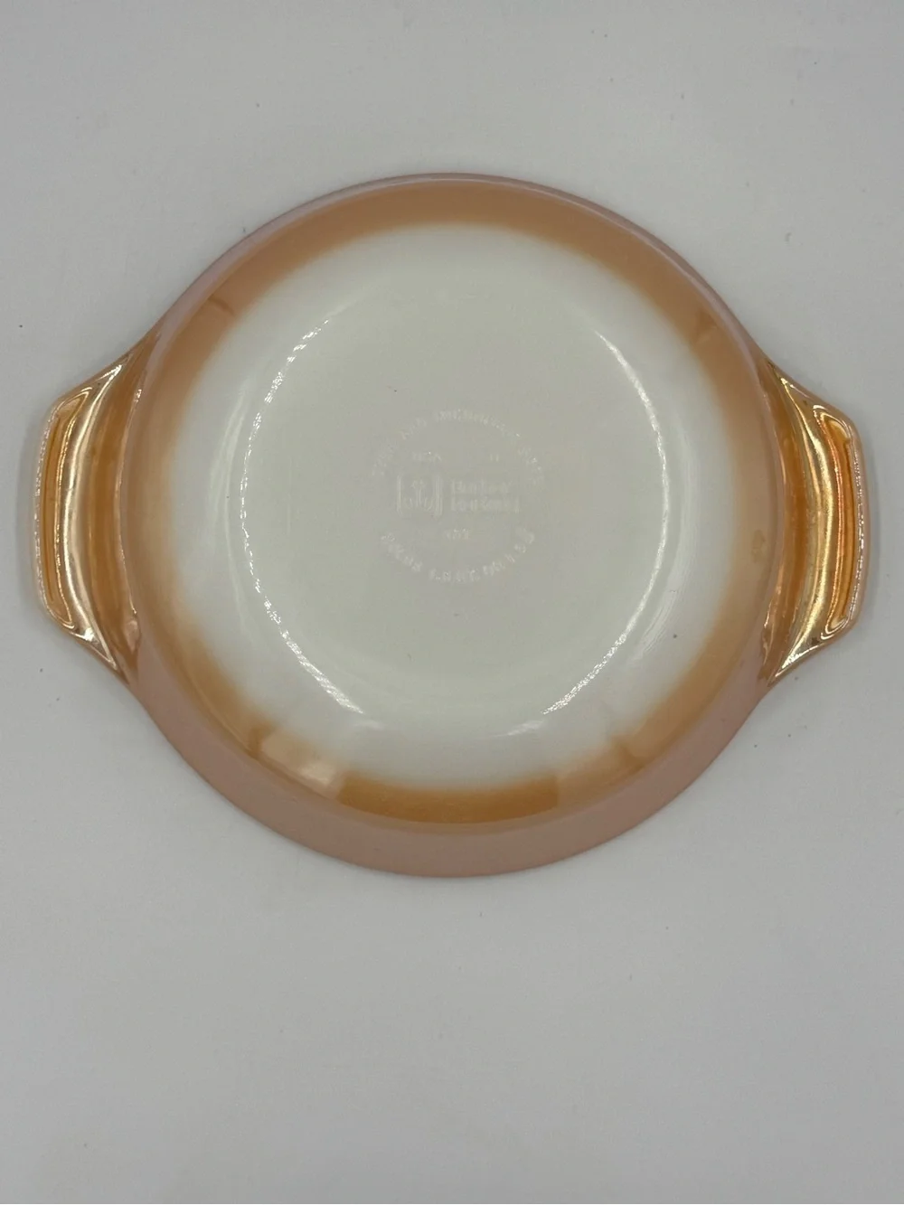 Vintage Anchor Hocking Peach Luster Casserole 1.5qt with Handles